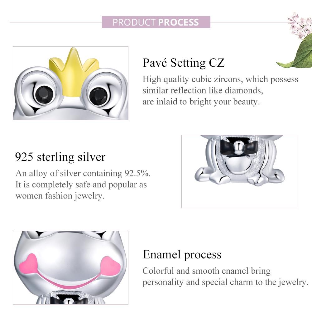 925 Sterling Silver Frog Prince Charm For Diy Bracelets & Necklaces