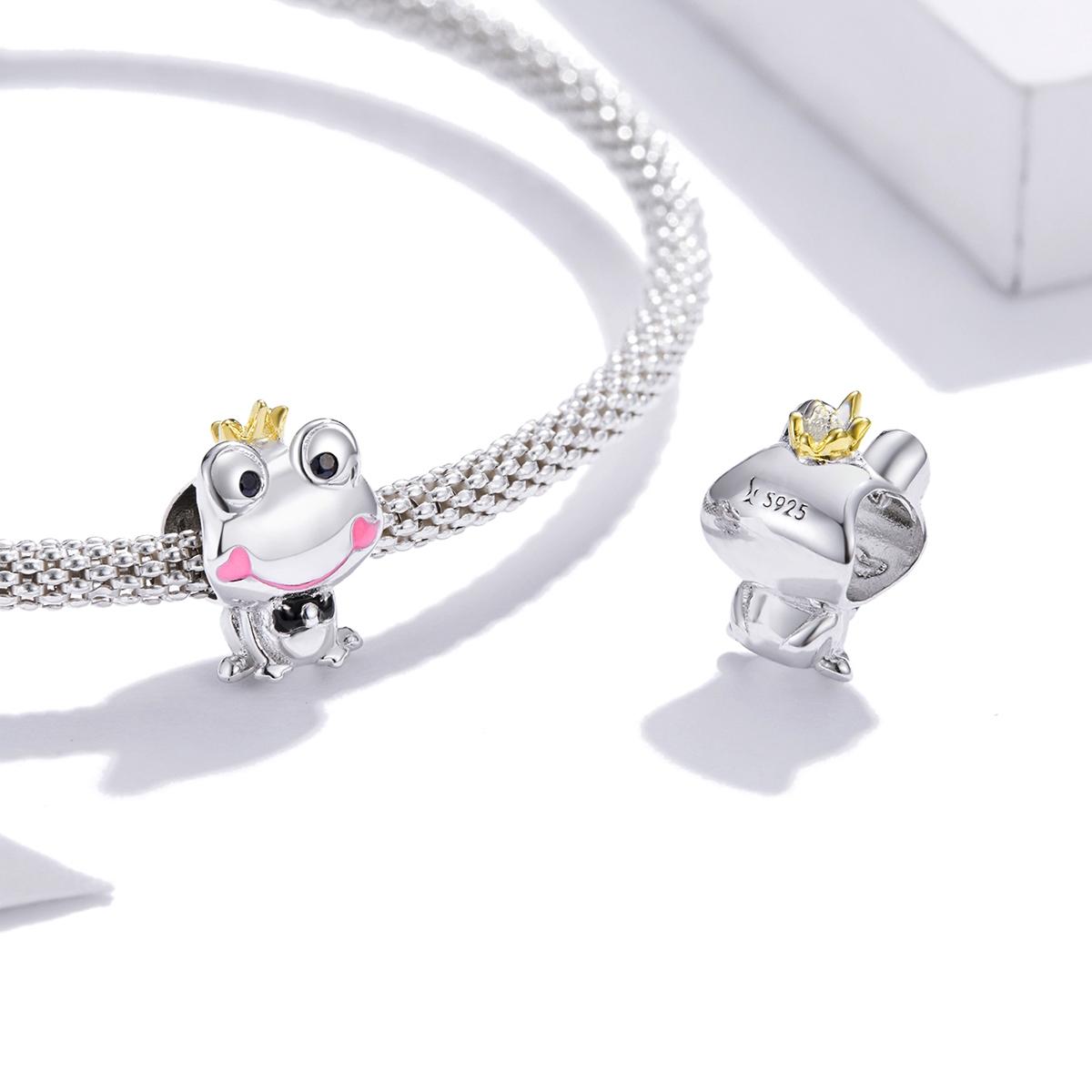 925 Sterling Silver Frog Prince Charm For Diy Bracelets & Necklaces