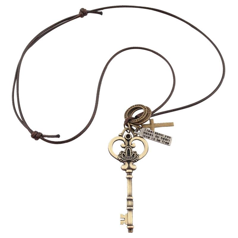 Vintage Crown Key Pendant Retro