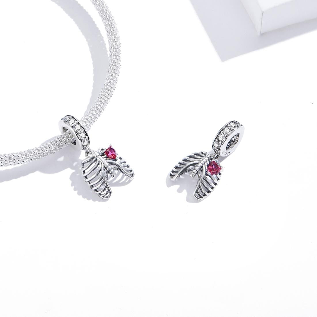 925 Sterling Silver Rib Pendant For Diy Bracelets