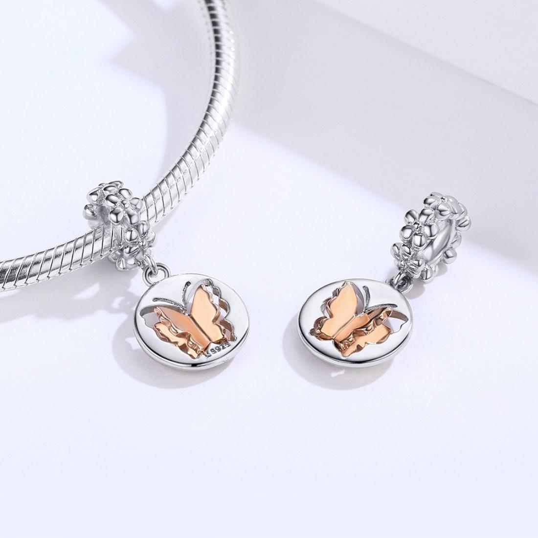 925 Sterling Silver Gold Butterfly Pendant For Diy Bracelets & Necklaces