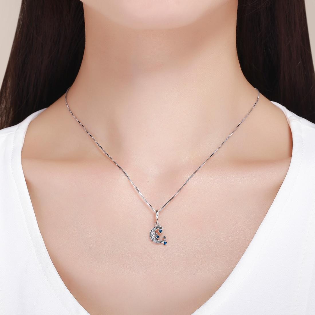 925 Sterling Silver Starry Sky Heart Pendant For Diy Bracelets