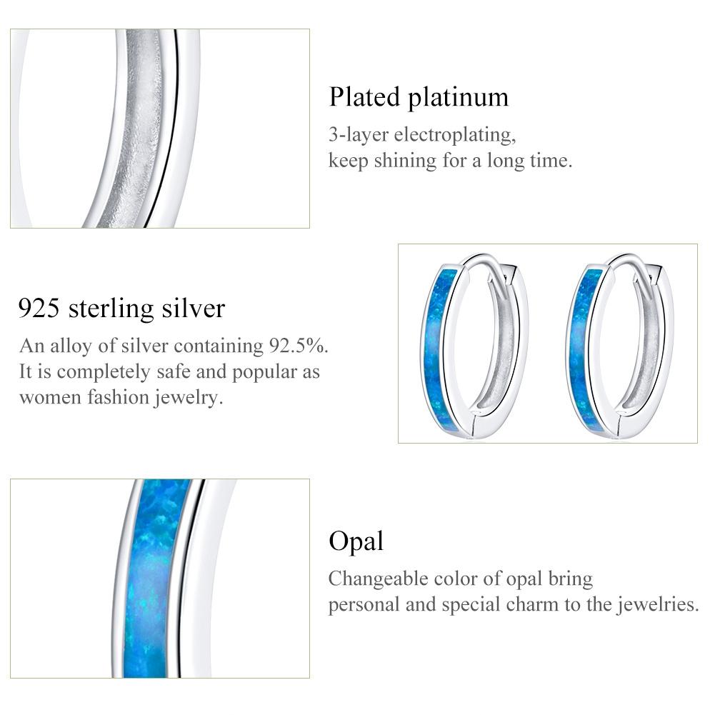 925 Sterling Silver Simple Opal Earrings For Women