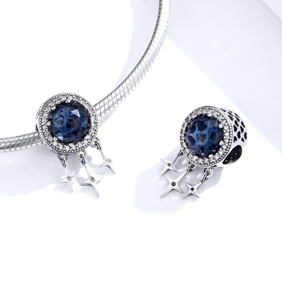 925 Sterling Silver Blue Star Fringed Beads For Diy String Accessories