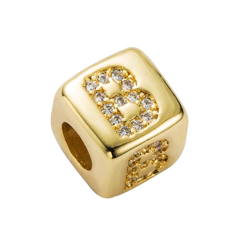 Brass Micro Inlaid Couple Red String Diy Bracelet English Letter Beads Pull Style - B