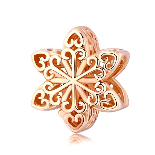 925 Sterling Silver Rose Gold Snowflake Beads For Diy Bracelets & Necklaces