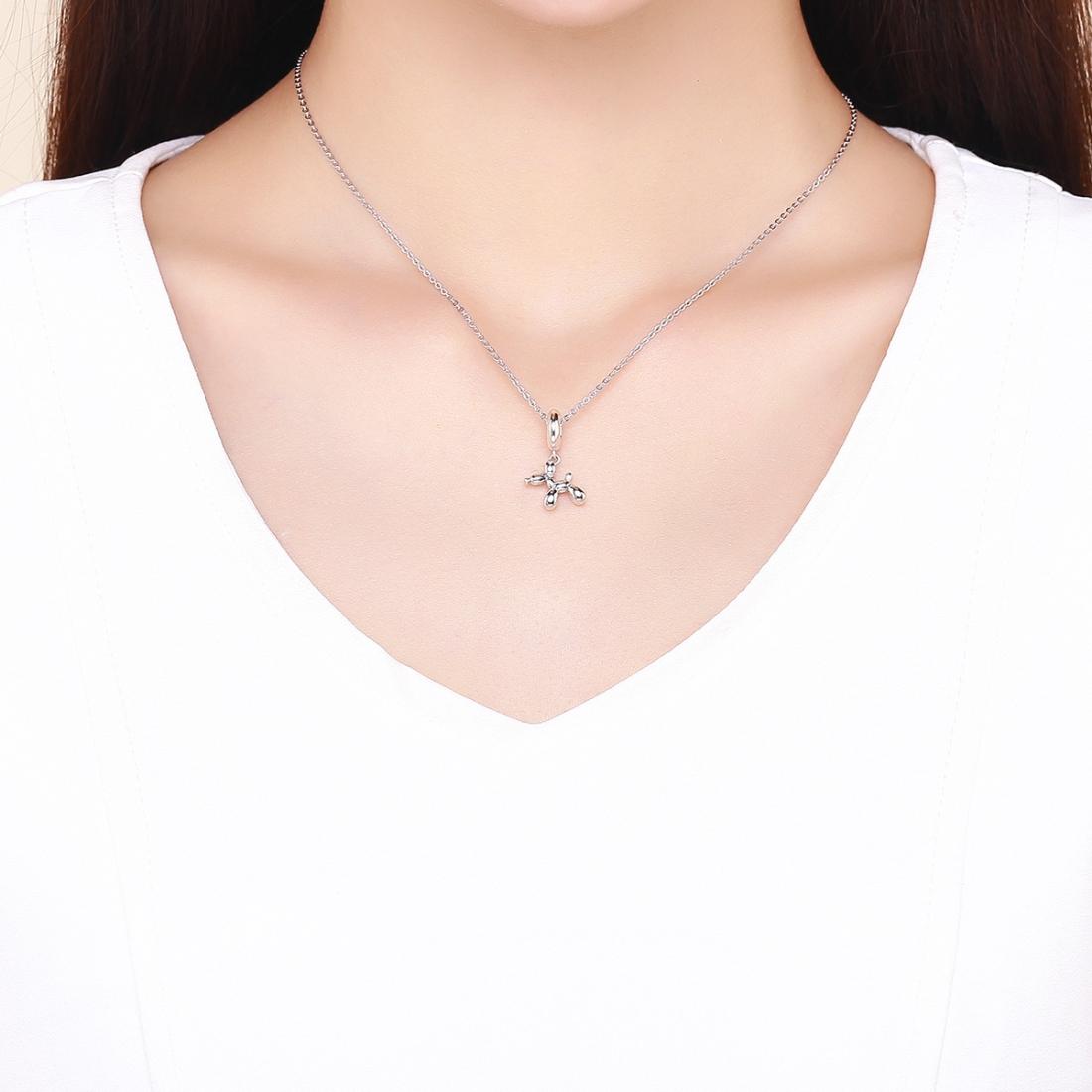 925 Sterling Silver Balloon Dog Charm For Diy Bracelets Bead+Chain Style - Bead + Chain