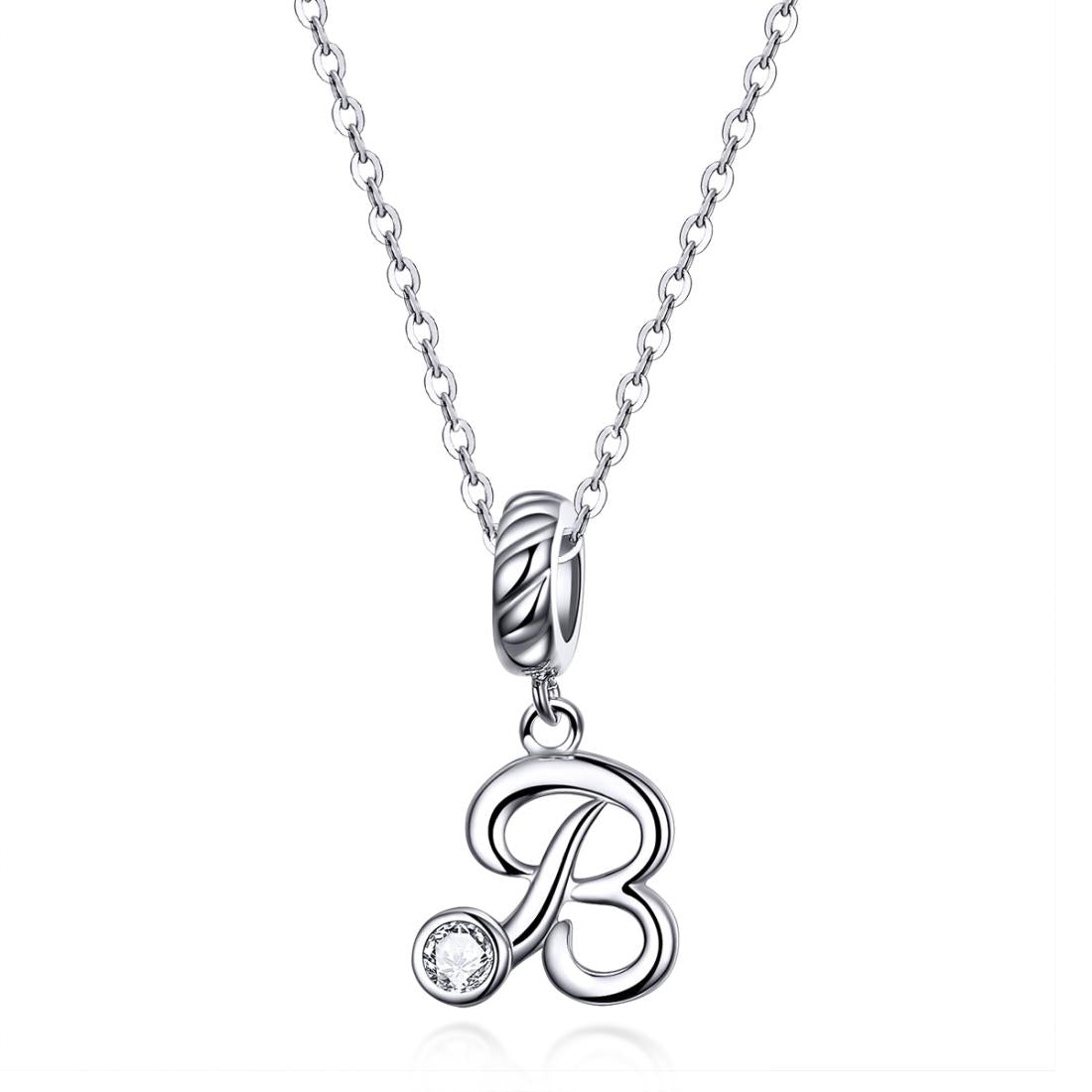 925 Sterling Silver Personalized Letter Pendant For Diy Bracelets And Necklaces Style - B