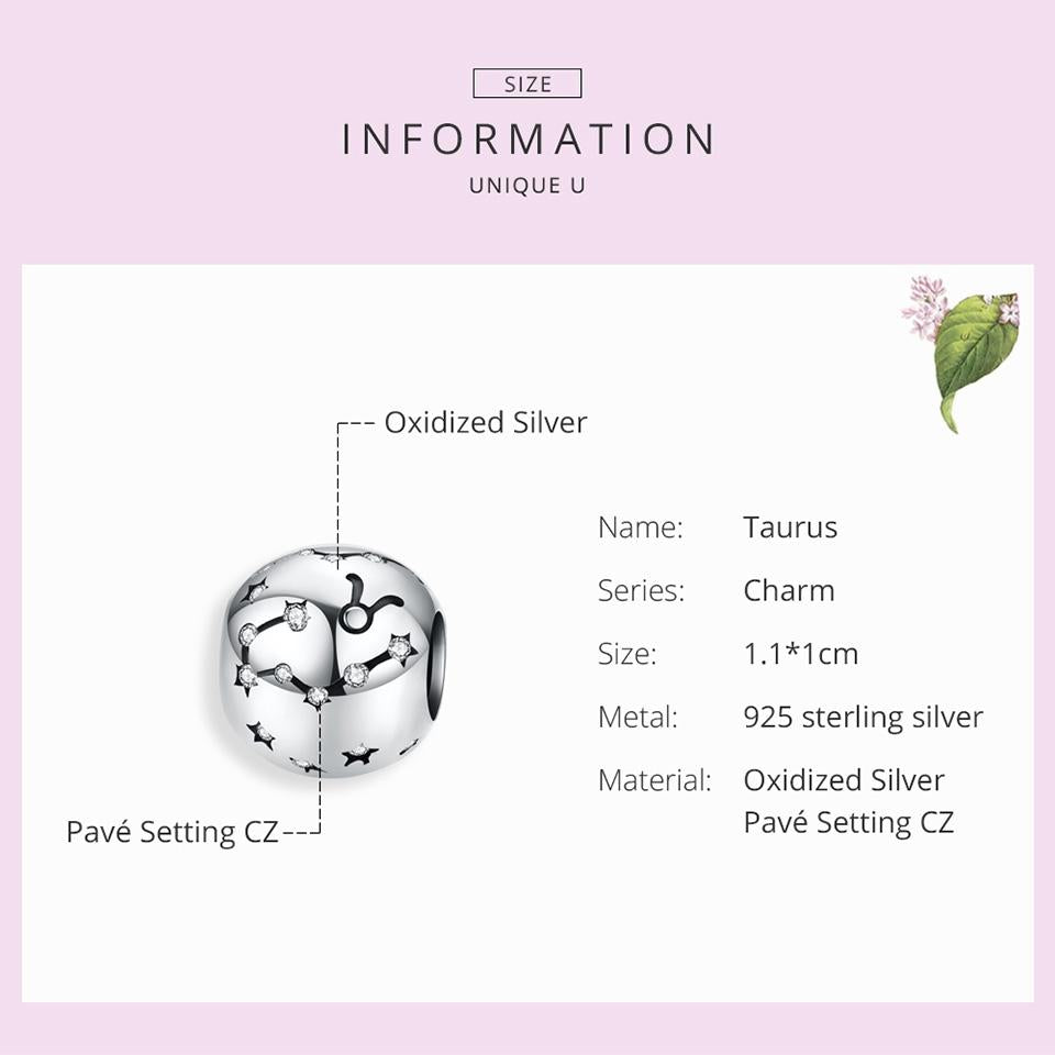 925 Sterling Silver Diy Zodiac Bracelet Beads Taurus Style - Taurus