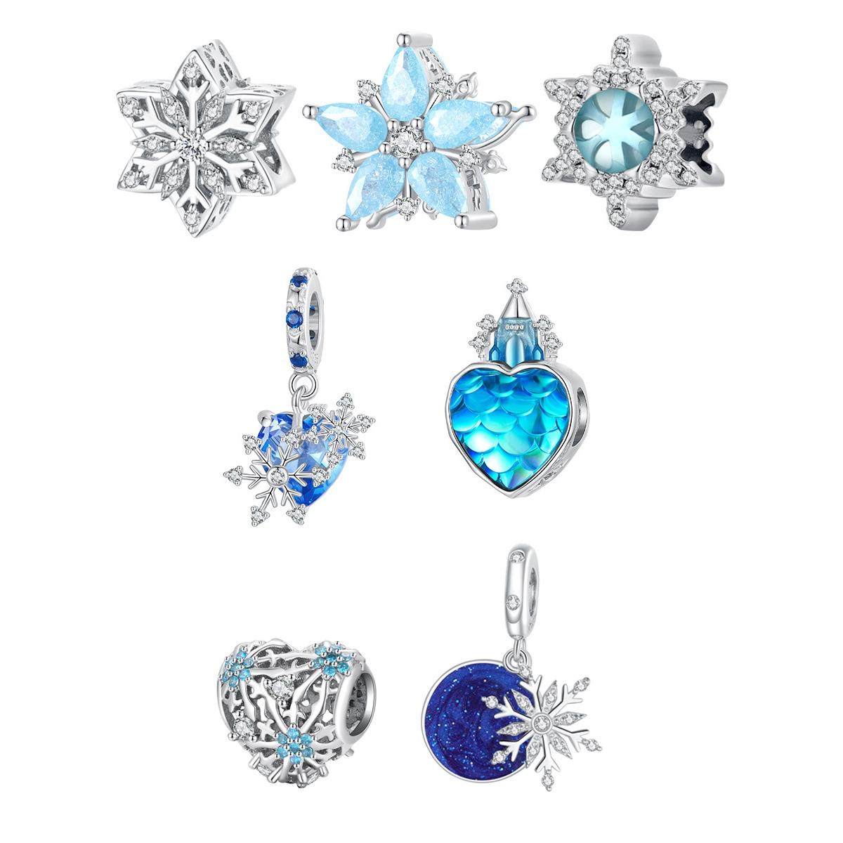 925 Sterling Silver Diy Winter Snowflake Bracelet Bead Set