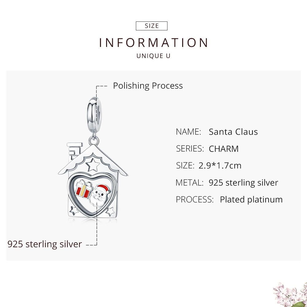 925 Sterling Silver Platinum Plated Santa Beads For Diy Bracelets & Necklaces