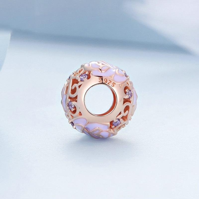 925 Sterling Silver Purple Rose Beads For Diy Accessories