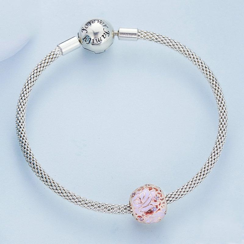 925 Sterling Silver Purple Rose Beads For Diy Accessories