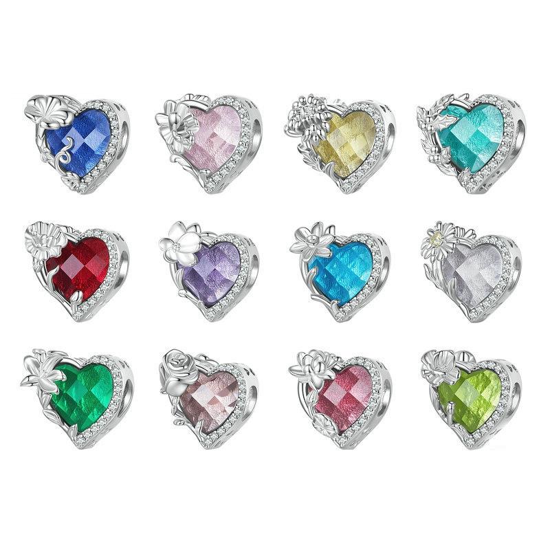 925 Sterling Silver December Birthstone Bracelet With Love Pearl Beads Style - December