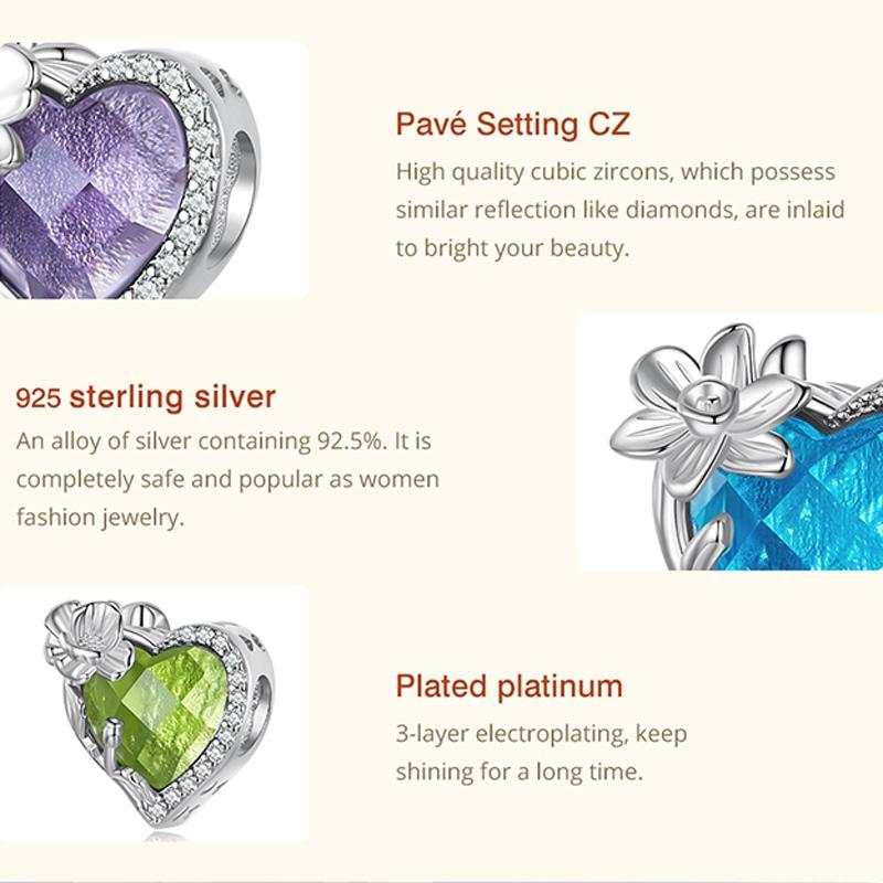 925 Sterling Silver December Birthstone Bracelet With Love Pearl Beads Style - December