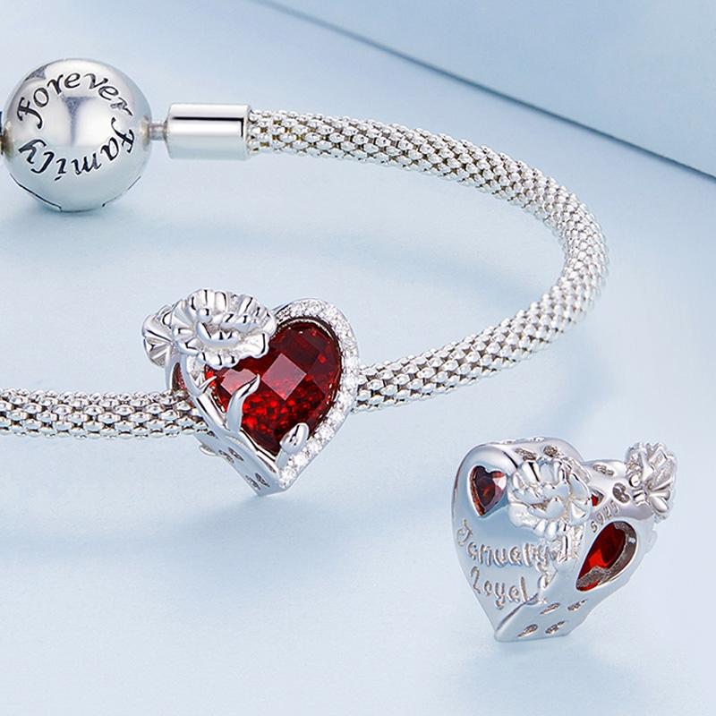 925 Sterling Silver December Birthstone Bracelet With Love Pearl Beads Style - December