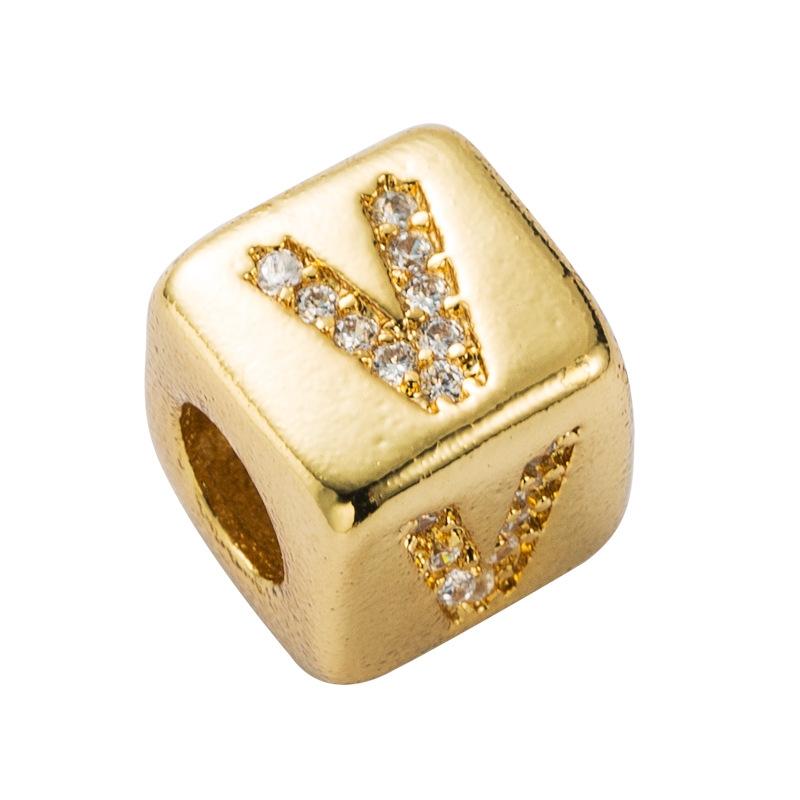 Brass Micro Inlaid Couple Red String Bracelet English Letter Beads Diy Jewelry Style - V