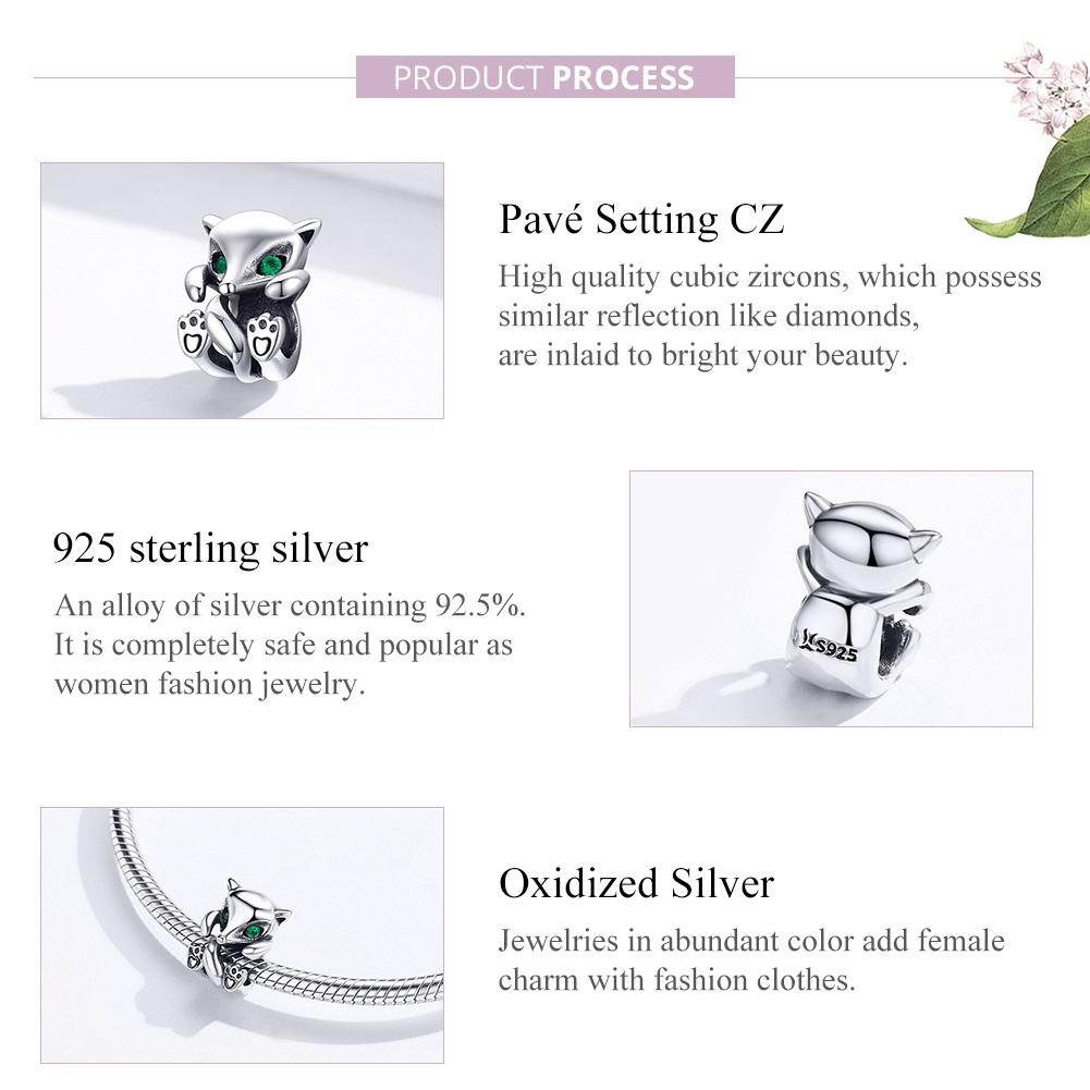 925 Sterling Silver Fox Charm Beads For Diy Bracelets