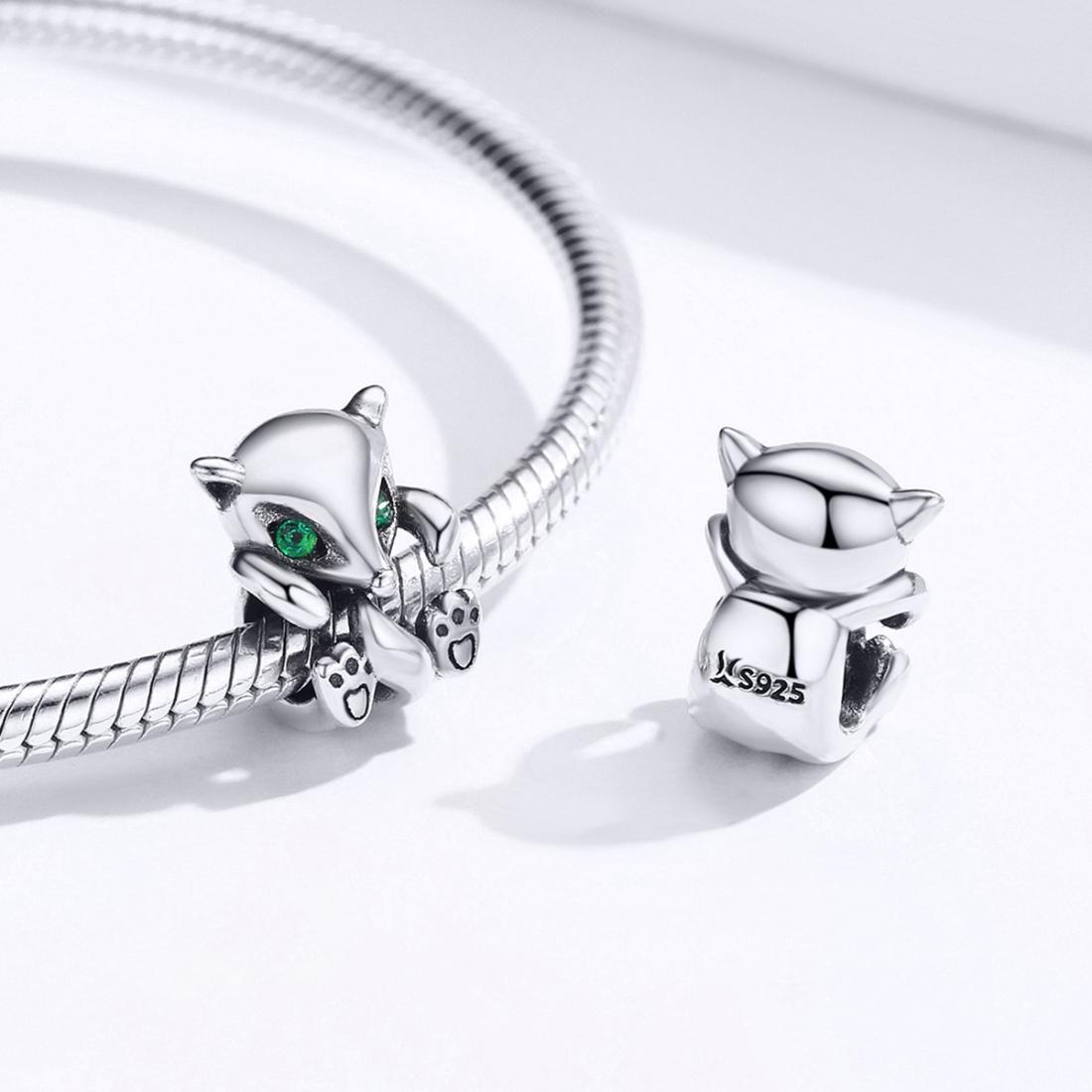 925 Sterling Silver Fox Charm Beads For Diy Bracelets