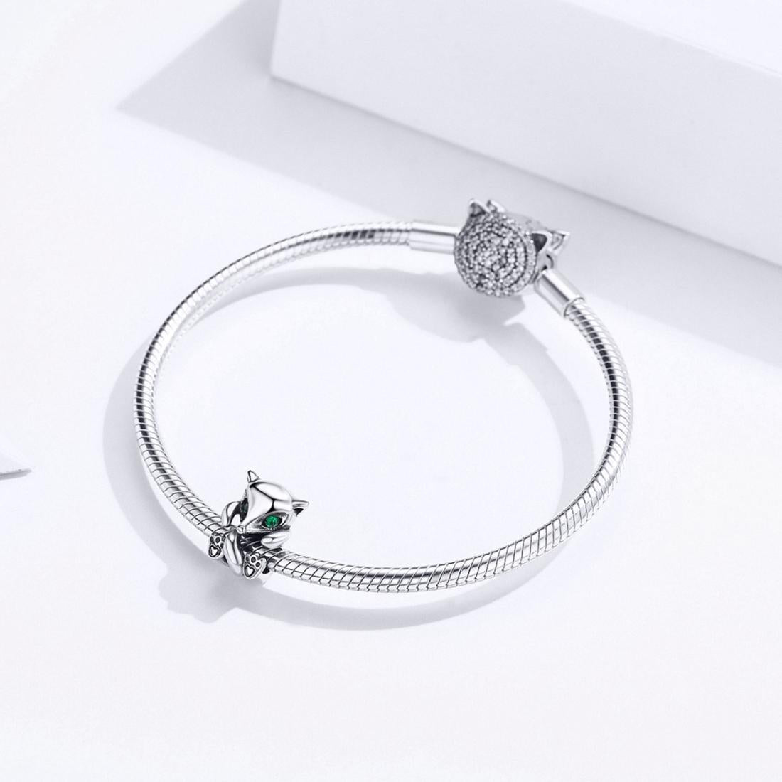 925 Sterling Silver Fox Charm Beads For Diy Bracelets