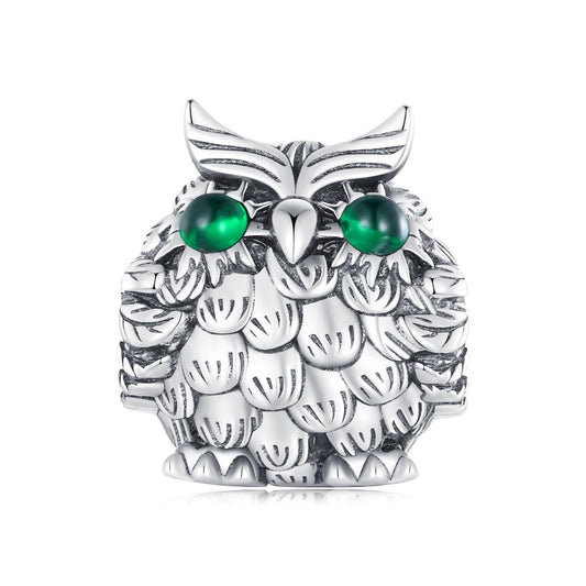 925 Sterling Silver Owl Pendant Necklace Charm For Diy Bracelets