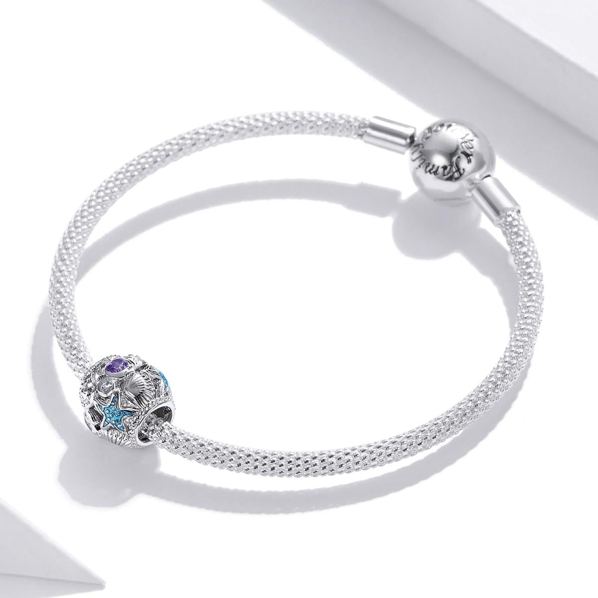 925 Sterling Silver Starfish Zircon Beaded Bracelet / Necklace Set