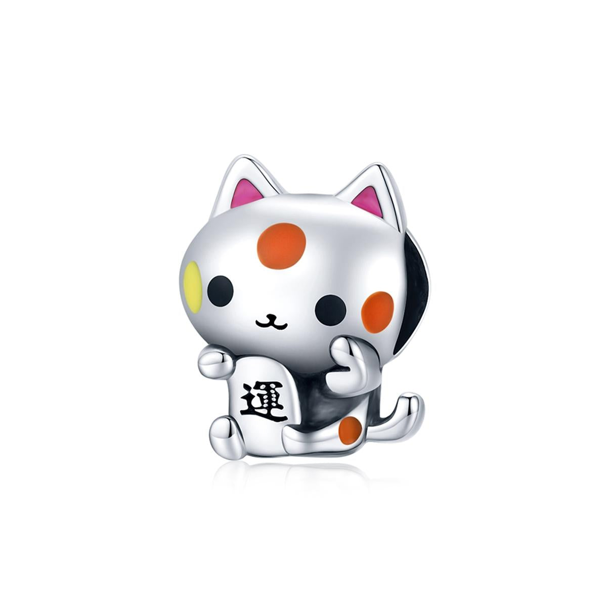 925 Sterling Silver Lucky Cat Bead For Diy Bracelet Or Necklace