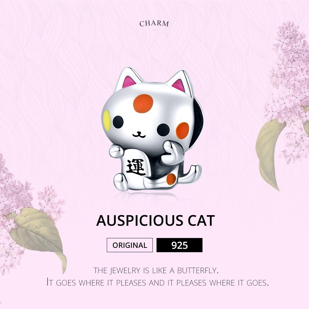 925 Sterling Silver Lucky Cat Bead For Diy Bracelet Or Necklace