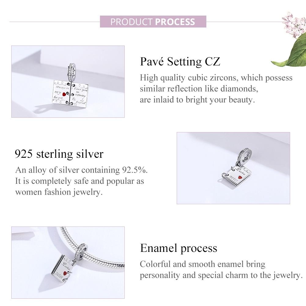 925 Sterling Silver Love Letter Bracelet Charm Diy Accessory