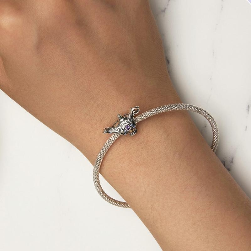 925 Sterling Silver Magic Lamp Beaded Bracelet Accessory