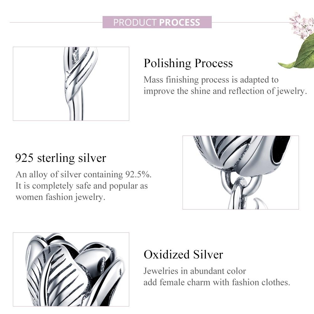 925 Sterling Silver Tulip Beads For Diy Bracelets & Necklaces