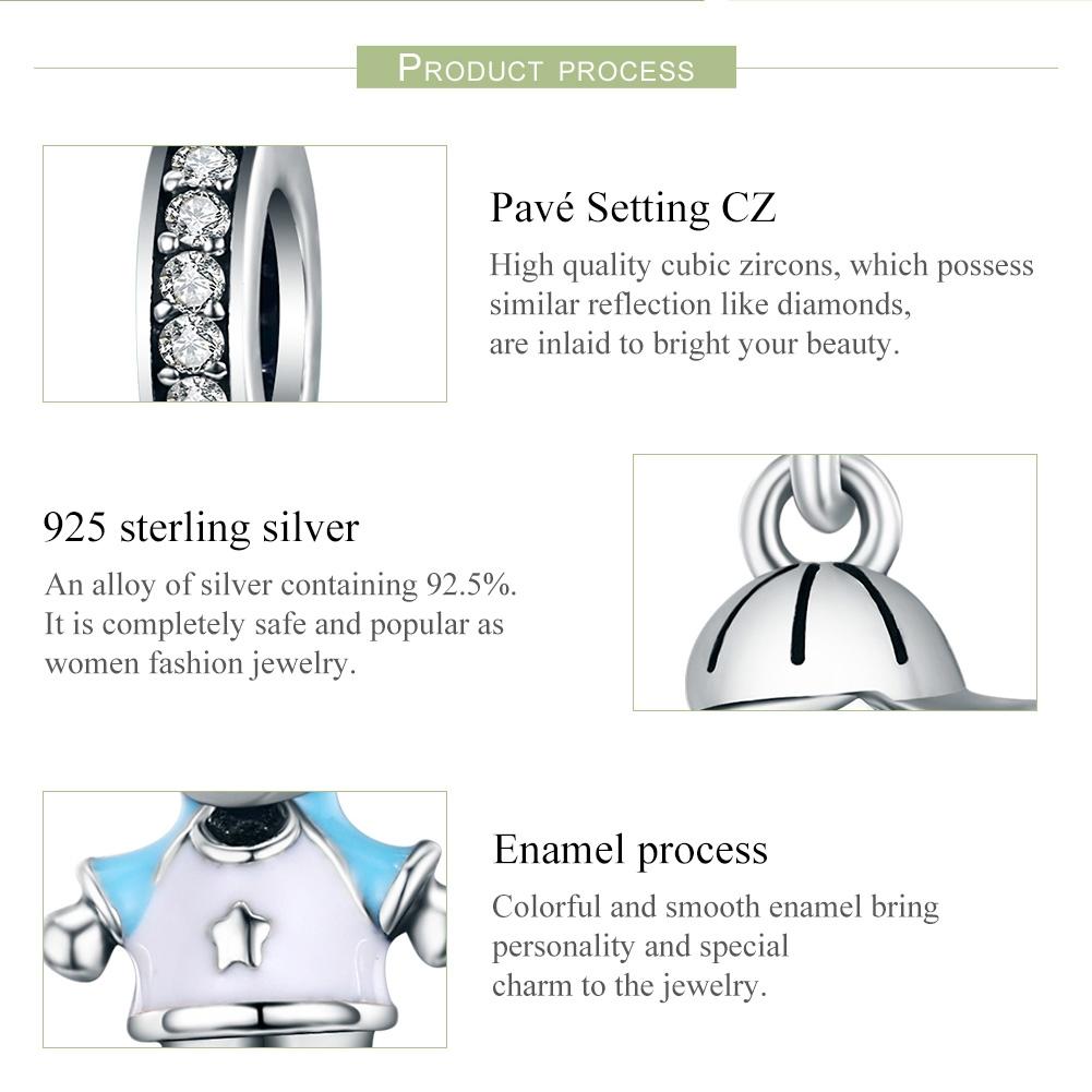 925 Sterling Silver Boy Bead Bracelet / Necklace Accessory