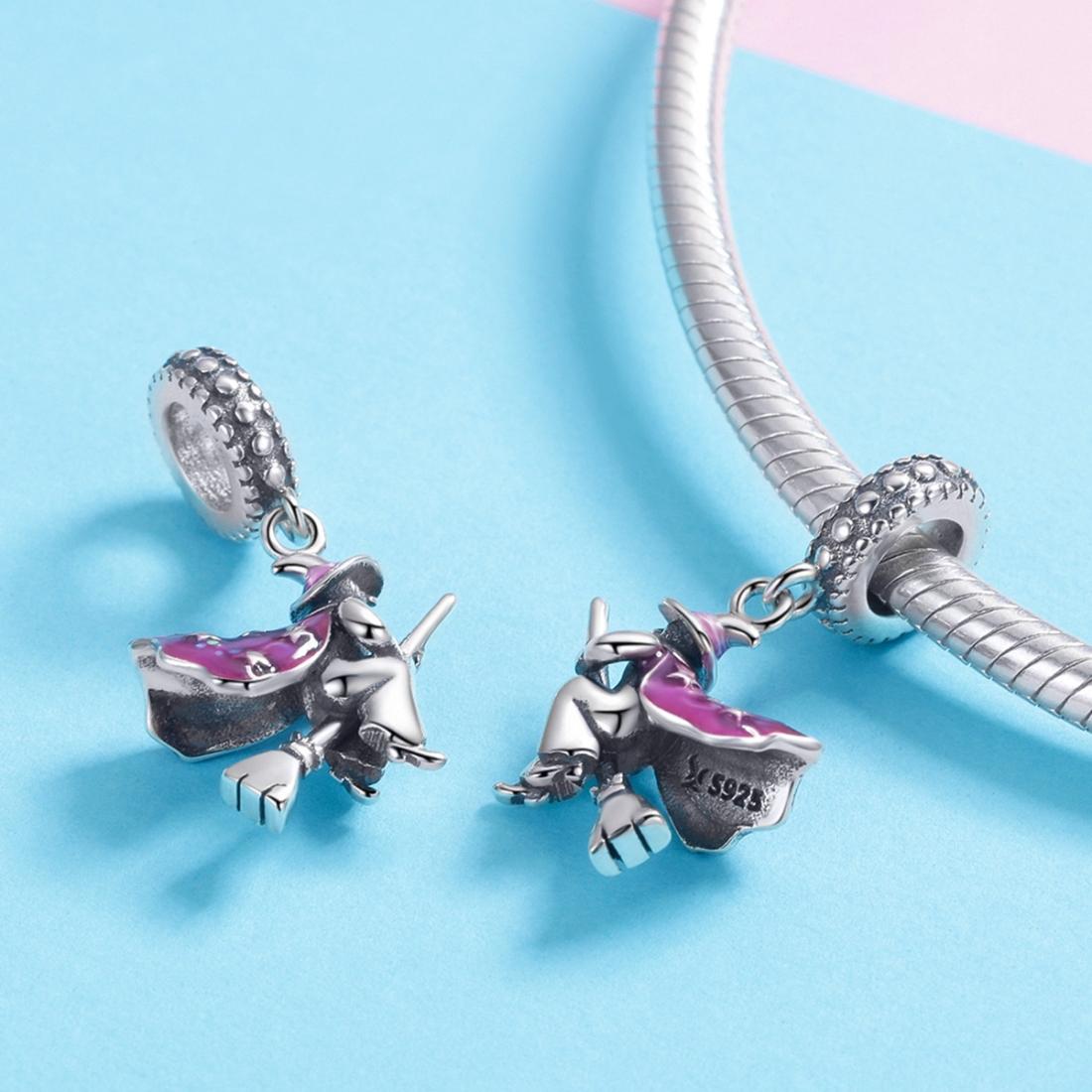 925 Sterling Silver Witch Broom Pendant For Diy Bracelets