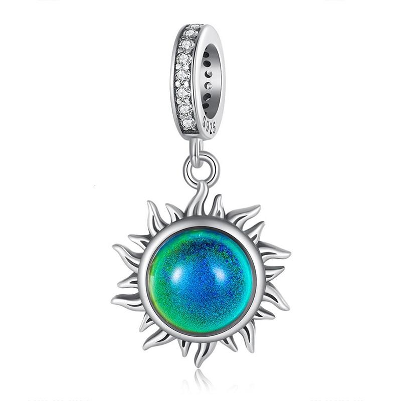 925 Sterling Silver Zircon Sun Pendant Temperature Sensitive