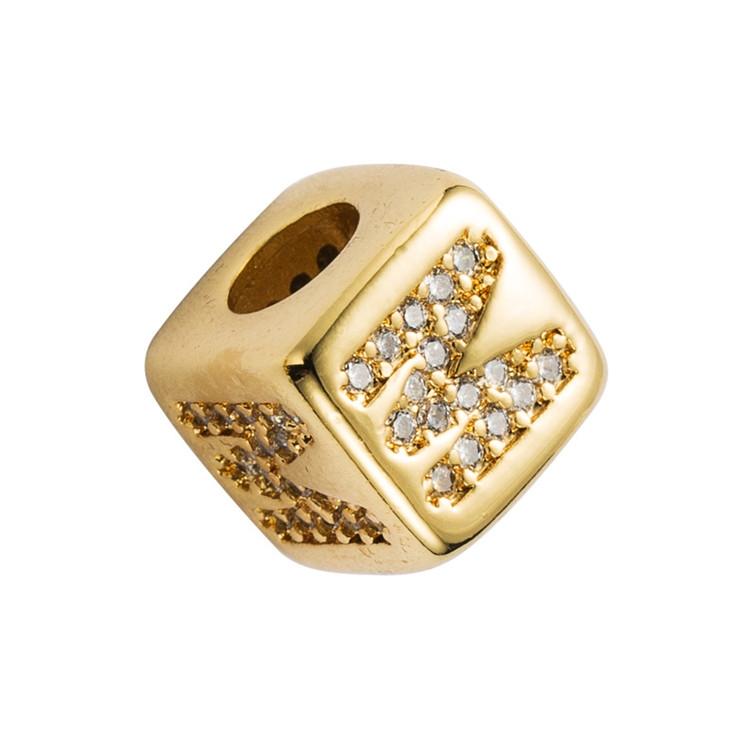 Brass Micro Inlaid Couple Red String Diy Bracelet English Letter Beads Style - M