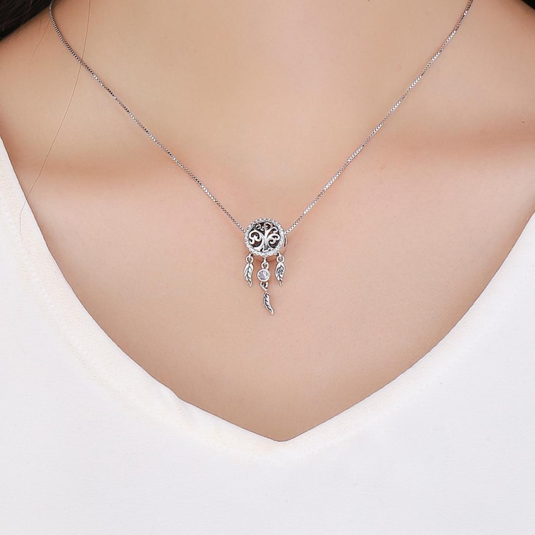 925 Sterling Silver Retro Hollow Dream Catcher Beaded Bracelet