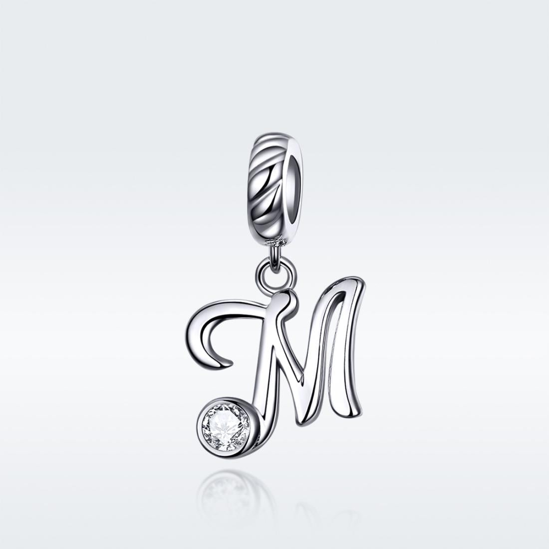 925 Sterling Silver Personalized Letter Pendant For Diy Bracelets And Necklaces Style - M