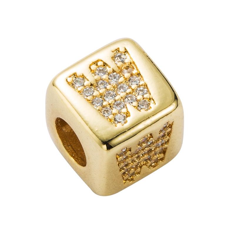 Brass Micro Inlaid Couple Red String Pull Diy Bracelet English Letter Beads Style - W