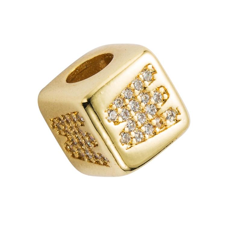 Brass Micro Inlaid Couple Red String Pull Diy Bracelet English Letter Beads Style - W