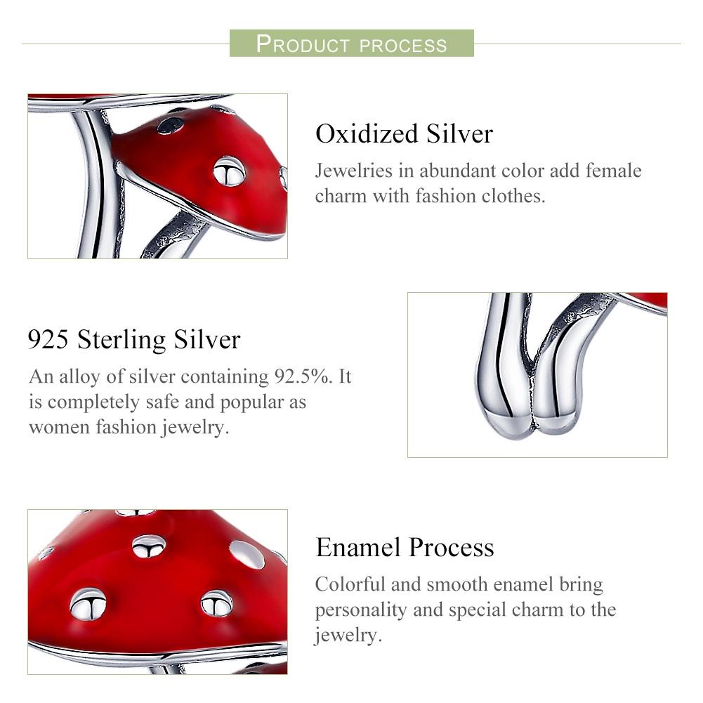 925 Sterling Silver Small Mushroom Bracelet Charms Diy Accessories