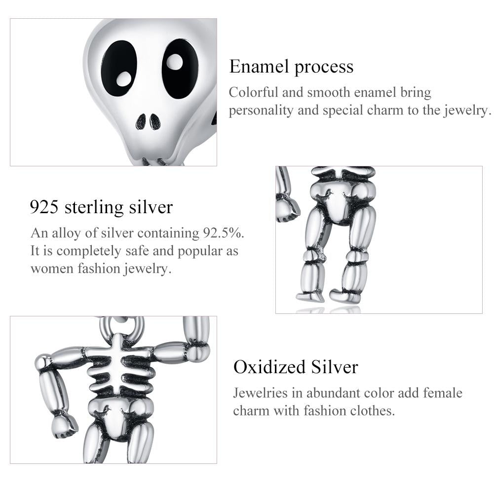 925 Sterling Silver Skull Beads For Diy Bracelets & Necklaces