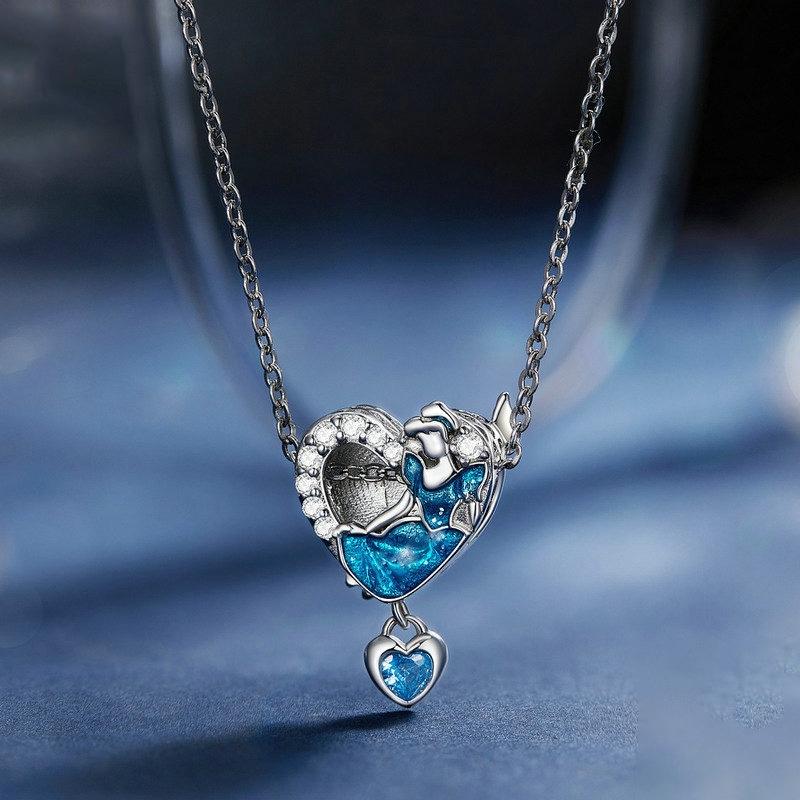 925 Sterling Silver Diy Heart Shaped Necklace Pendant