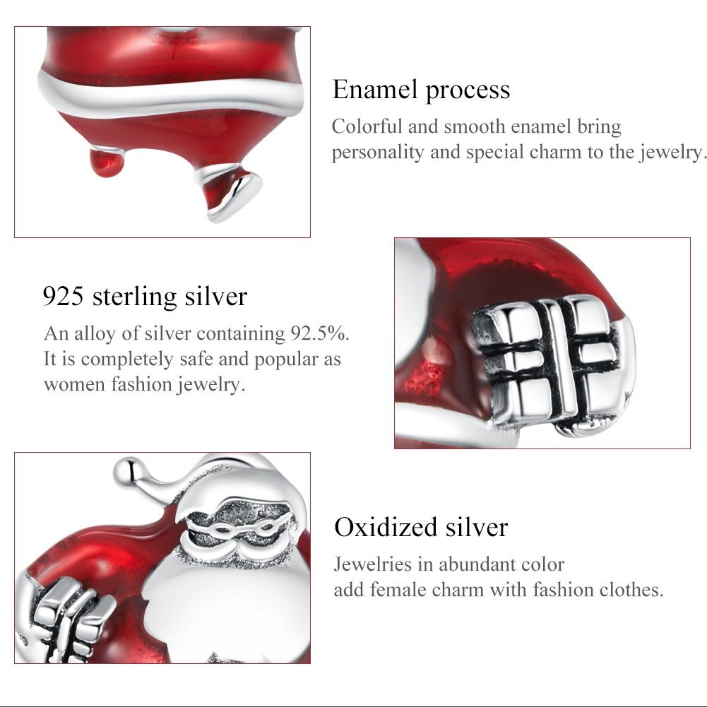 925 Sterling Silver Santa Bead For Diy Bracelet / Necklace