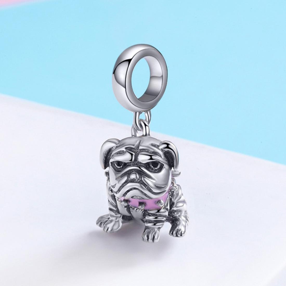 925 Sterling Silver Bulldog Beaded Charm Bracelet