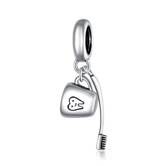 925 Sterling Silver Diy Toothbrush Cup Pendant