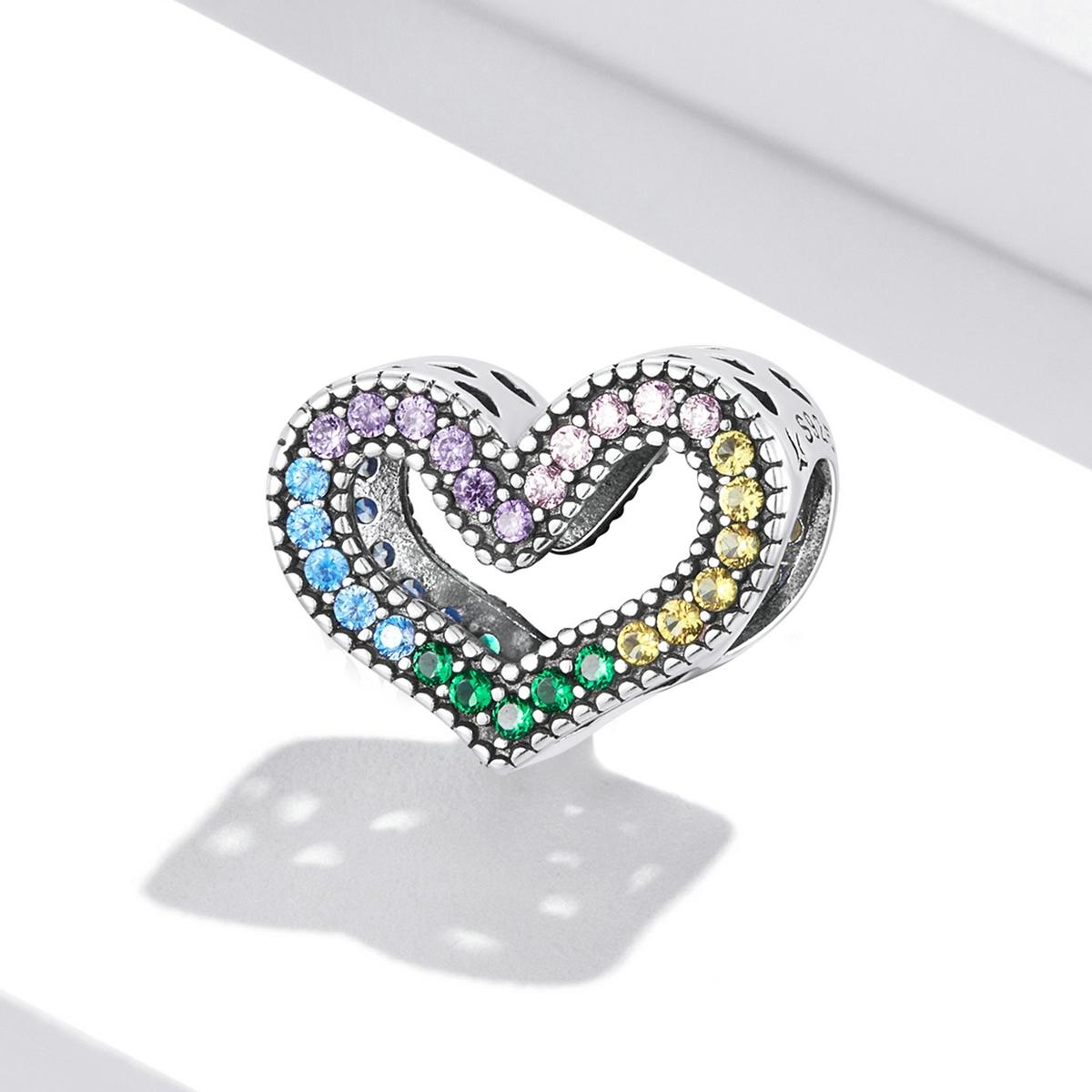 925 Sterling Silver Rainbow Heart Beads For Diy Bracelets & Necklaces