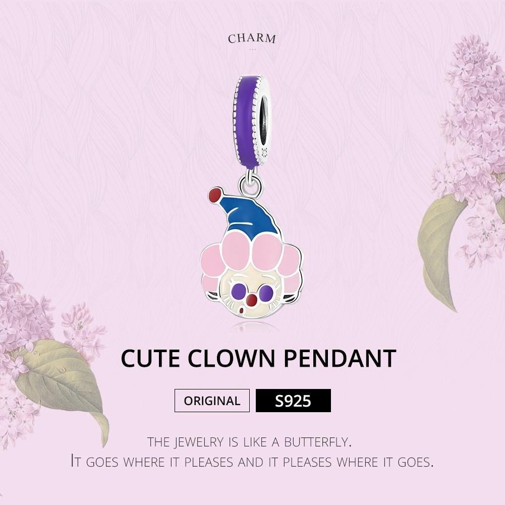 925 Sterling Silver Clown Pendant For Diy Bracelets & Necklaces