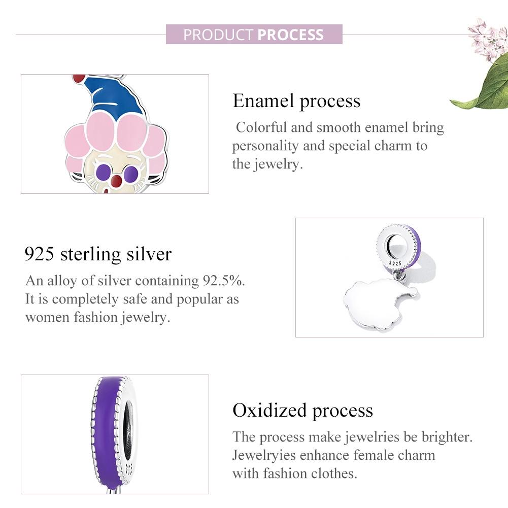 925 Sterling Silver Clown Pendant For Diy Bracelets & Necklaces