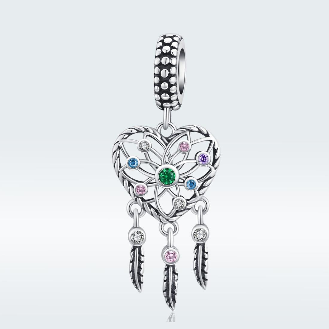 925 Sterling Silver Tassel Dream Catcher Bracelet Charm
