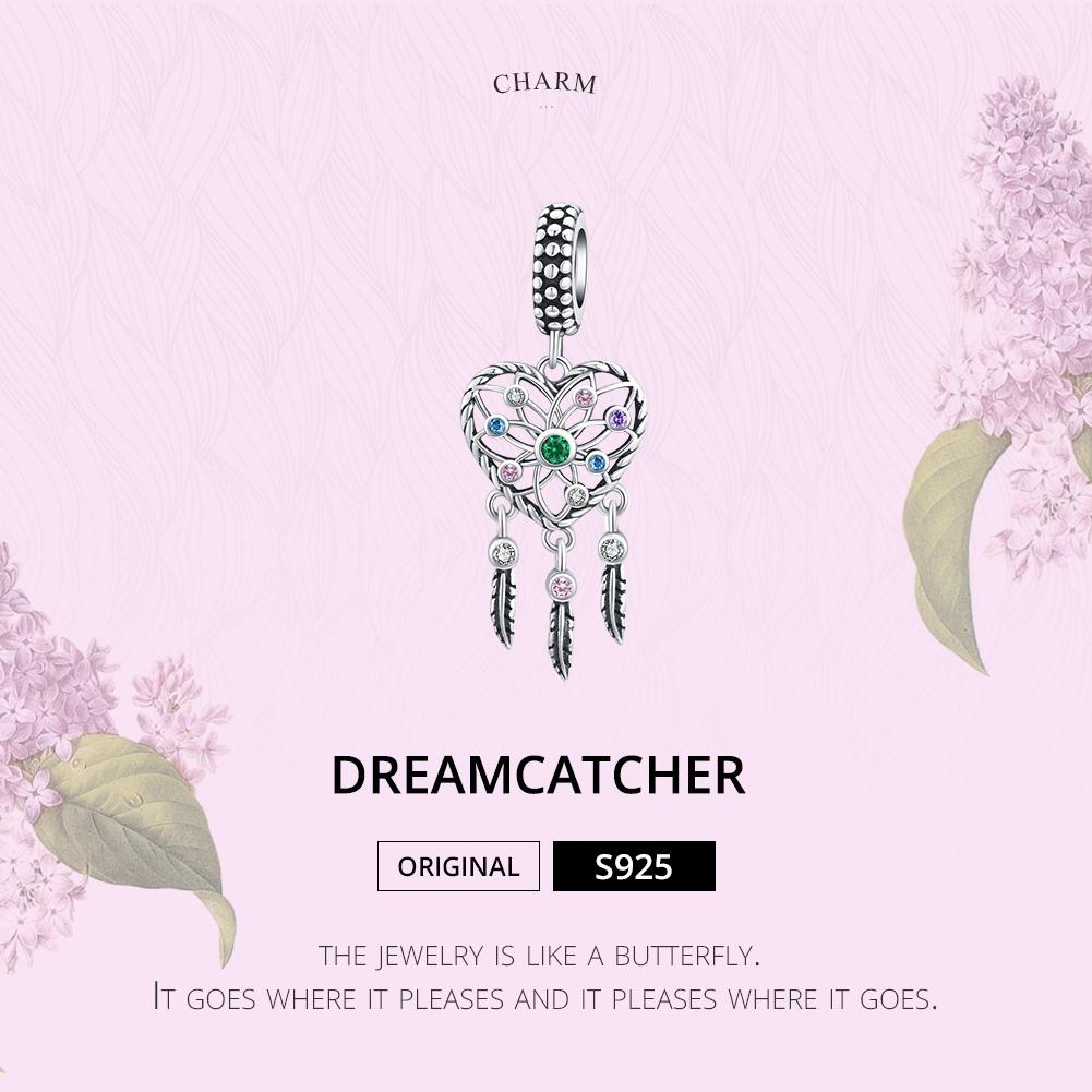 925 Sterling Silver Tassel Dream Catcher Bracelet Charm
